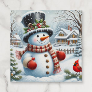 Etiquetas Para Lembrancinhas Bonito, Vintage/Natal Whimsical/boneco de neve de