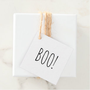 Etiquetas Para Lembrancinhas Boo branco e preto minimalista simples Halloween