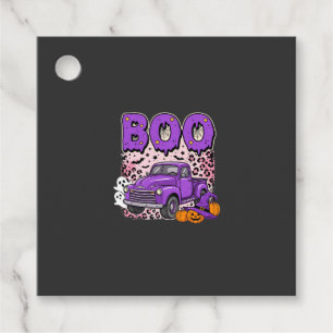 Etiquetas Para Lembrancinhas Boo Halloween Caminhão Roxo Fantasma e Abóboras De