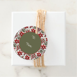 Etiquetas Para Lembrancinhas Bordados Florais Vermelho e Branco