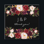 Etiquetas Para Lembrancinhas Borgonha Marsala e Bege Rosado Floral - Preto<br><div class="desc">Envie seus convidados para casa com seus presentes em estilo com etiquetas de agradecimento com monograma floral rosa bege e borgonha marsala.  Ótimo para casamentos e festas.  Disponível com fundo branco,  preto,  borgonha,  rosa e borgonha escuro.  Veja nossa Coleção Burgundy Marsala para mais estilos.</div>