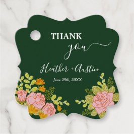 Etiquetas Para Lembrancinhas Botânica de Casamento Verde Escuro Floral