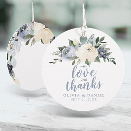 Etiquetas Para Lembrancinhas Botânica florida em azul empoeirado com amor e gra