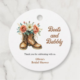 Etiquetas Para Lembrancinhas Botas Rústicas e Bridal Shower Ocidental Espumante