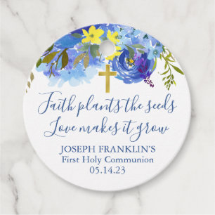 Etiquetas Para Lembrancinhas Boys Blue Floral Faith planta as sementes Comunida