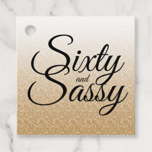 Etiquetas Para Lembrancinhas Brilho Dourado Ombre 60 e 60th aniversário Sassy