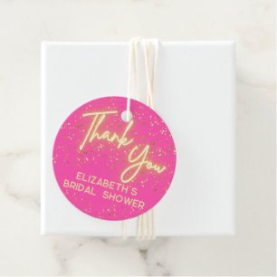 Etiquetas Para Lembrancinhas Brilho Neon Rosa Moderno - Brilho Muito Obrigado S