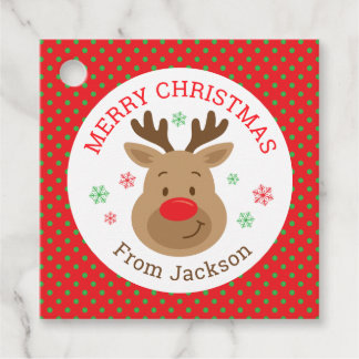 Etiquetas Para Lembrancinhas Brincadeiras de Natal Merry Reindeer Square Gift T