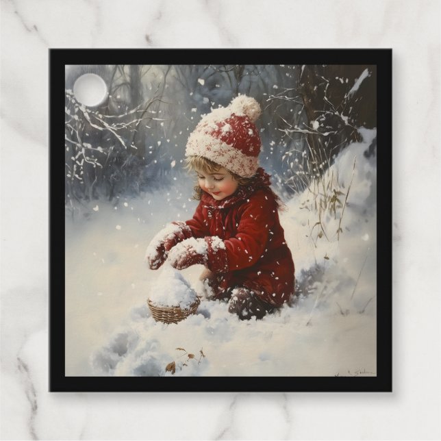 Etiquetas Para Lembrancinhas Brincando na neve (Frente)