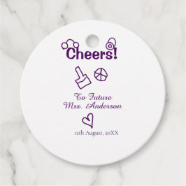 Etiquetas Para Lembrancinhas Brinde à futura Sra. adicione o nome da noiva roxo