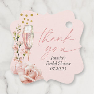 Etiquetas Para Lembrancinhas brunch-bridal moderna de vidro rosa-champanhe