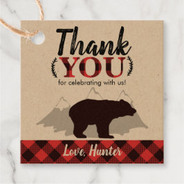 Etiquetas Para Lembrancinhas Búfalo Xadrez Bear Lumberjack Aniversário