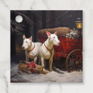 Etiquetas Para Lembrancinhas Bull Terrier Nevado Trenó de Natal Decoração de Na
