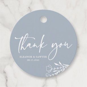 Etiquetas Para Lembrancinhas Buquê Minimalista Dusty Blue Weding Obrigado