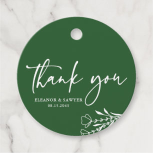 Etiquetas Para Lembrancinhas Buquê Minimalista Emerald Green Casamento Obrigado
