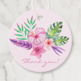 Etiquetas Para Lembrancinhas Buquê Tropical de Hibiscus - Obrigado