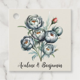 Etiquetas Para Lembrancinhas Buquê Verde e Cinza Elegante