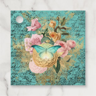 Etiquetas Para Lembrancinhas Buquê Vintage Floral e Borboleta