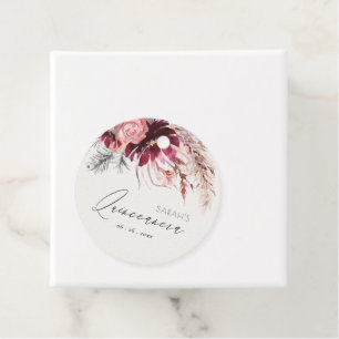 Etiquetas Para Lembrancinhas Burgundy Blush Floral Pampas Grass Quinceanera