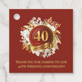 Etiquetas Para Lembrancinhas Burgundy E Dourada Floral 40º Aniversário De Casam