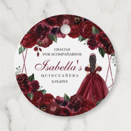 Etiquetas Para Lembrancinhas Burgundy Floral Quinceanera Circle Favorecer Etiqu