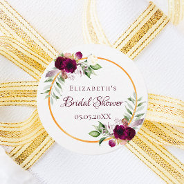 Etiquetas Para Lembrancinhas Burgundy geométrica de ouro floral chá de panela