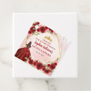 Etiquetas Para Lembrancinhas Burgundy Red Dourada Princesa Floral Tiara Obrigad