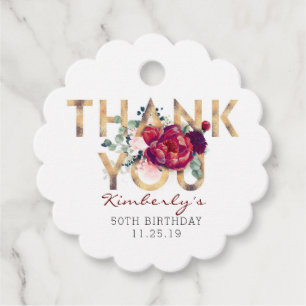Etiquetas Para Lembrancinhas Burgundy Red Floral Aniversário Obrigado