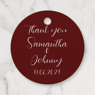Etiquetas Para Lembrancinhas Burgundy Script Simple Elegant Classic Wedding