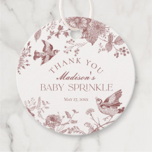 Etiquetas Para Lembrancinhas Burgundy Toile De Jouy Floral Baby Sprinkle Favor