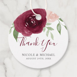 Etiquetas Para Lembrancinhas Burgundy Watercolor Floral Weding Favor Obrigado