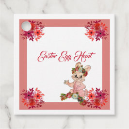 Etiquetas Para Lembrancinhas Caça De Ovo Coelho Floral Rosa Aquarela