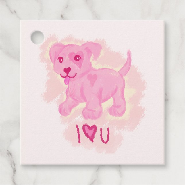 Etiquetas Para Lembrancinhas Cachorrinho Rosa (Frente)