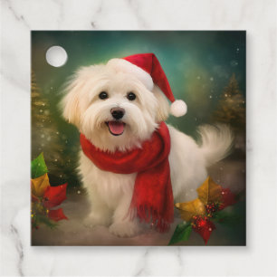 Etiquetas Para Lembrancinhas Cachorro de Coton de Tulear no Natal da Neve