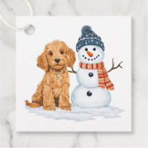 Cachorro Goldendoodle de Inverno Boneco de Neve Fo