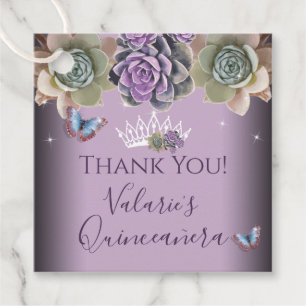 Etiquetas Para Lembrancinhas Cactus e Butterfly Elegante Quinceanera Favor Tag