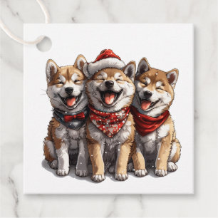 Etiquetas Para Lembrancinhas Cães Papais noeis de Shiba Inu de Natal
