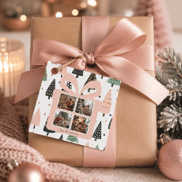 Etiquetas Para Lembrancinhas Caixa de Presente de Natal Rosa Moderna Personaliz