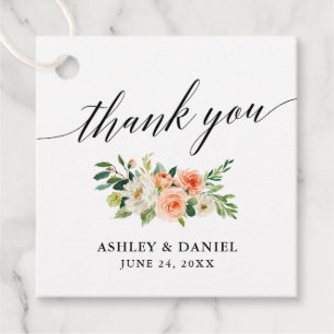 Etiquetas Para Lembrancinhas Caligrafia Coral Floral Obrigado Casamento