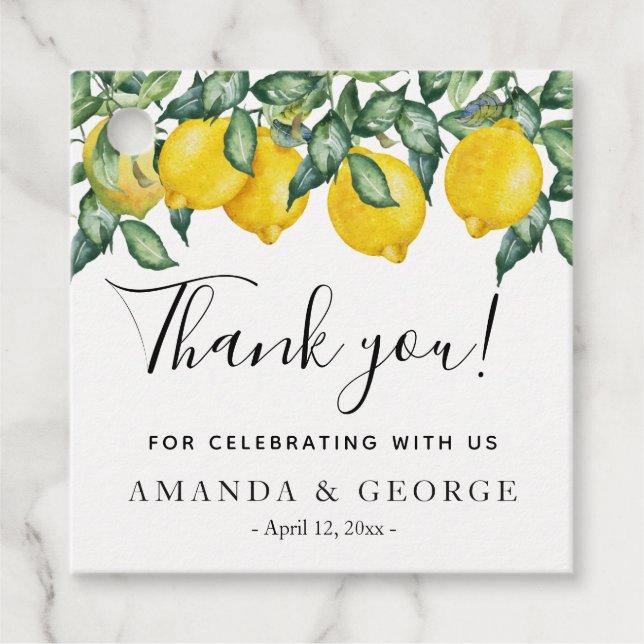 Etiquetas Para Lembrancinhas Caligrafia de Limões (Frente)