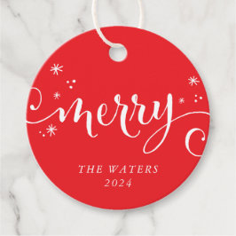 Etiquetas Para Lembrancinhas Caligrafia festiva MODERNA brilha vermelha