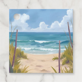 Etiquetas Para Lembrancinhas Caminho da Praia | Água Oceânica Pintura Costeira 