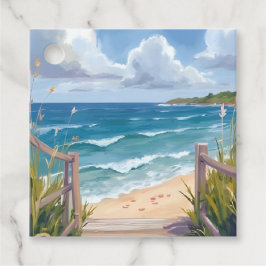 Etiquetas Para Lembrancinhas Caminho da Praia Aquarela Dunas Costeiras Pintura 