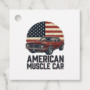 Etiquetas Para Lembrancinhas Camiseta Desenho de Bandeira Vintage de Carro Musc