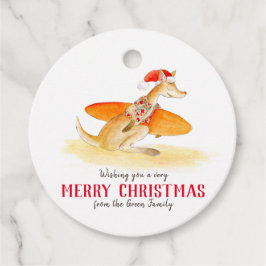 Etiquetas Para Lembrancinhas Canguru surfista Natal aquarela fofo
