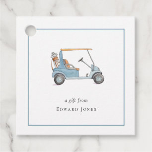 Etiquetas Para Lembrancinhas Carrinho de golfe azul aquarela Golfistas 