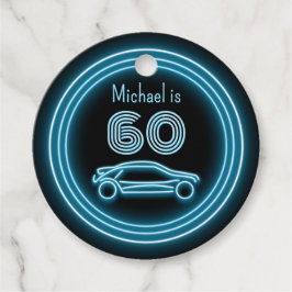 Etiquetas Para Lembrancinhas Carro preto e ciano de corrida dos anos 80