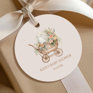 Etiquetas Para Lembrancinhas Carruagem de Bebê Floral Elegante