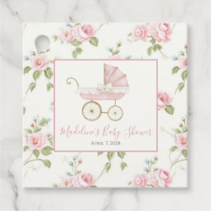 Etiquetas Para Lembrancinhas Carruagem Rosa Floral e Gingham