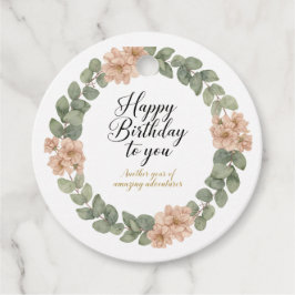 Etiquetas Para Lembrancinhas Cartão de Aniversário de Aquarela Elegante com Flo